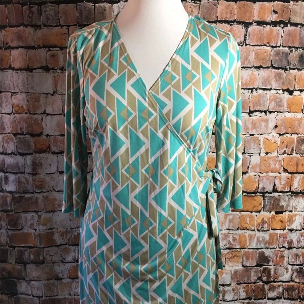 SOHO Apparel Colorful faux Wrap Dress Size 14